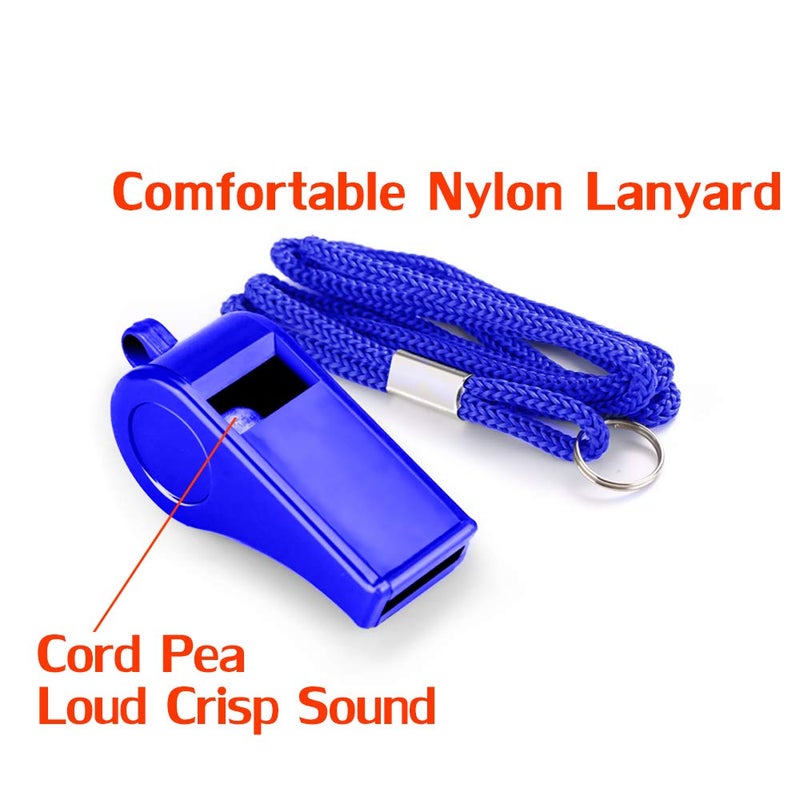 Hipat Whistle with Lanyard, 2 Packs Blue Plastic Whistles, Extra Loud Sports Whistles Great for Coach, Referee, Basketball, Lifeguard, Survival - Image 3